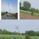 खेर्डा तांड्यात महावितरणचे वाकलेले वीज पोल धोकादायक; तातडीने दुरुस्तीची ग्रामस्थांची मागणी